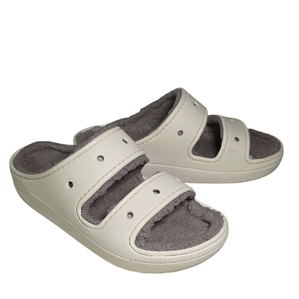 CROCS Classic Cozzzy Bone/Mushroom Slide Sandals Womens 10 Mens 8